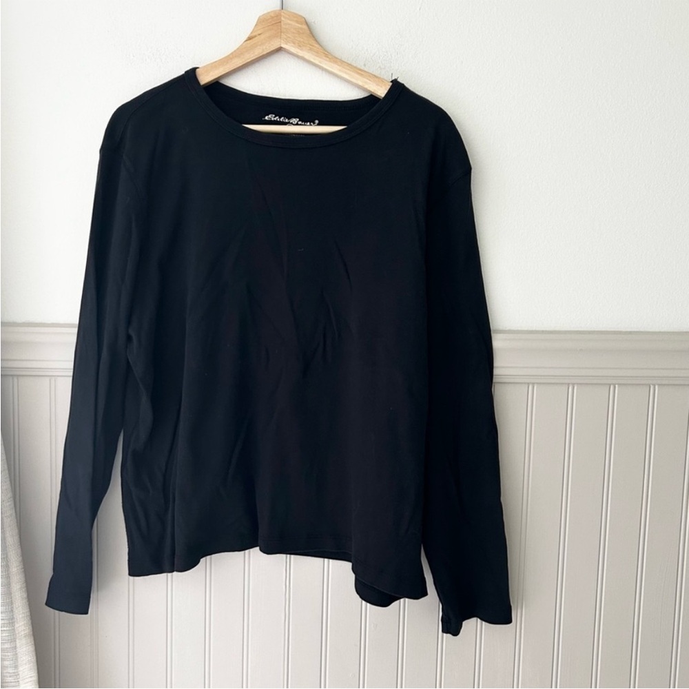 Eddie Bauer Black Long Sleeve Tee Women’s XXL 100% Cotton Classic Basic Top